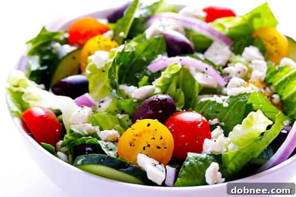 Classic Greek Salad with Vibrant Garlic Lemon Vinaigrette