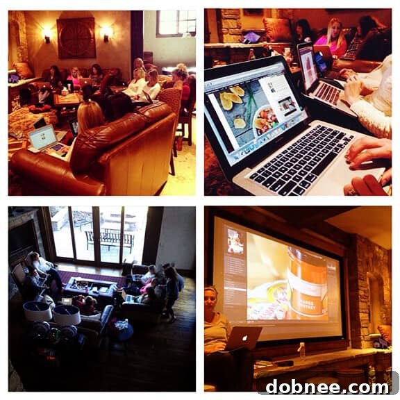 Bloggers learning and collaborating at the Better Blog Retreat - Sharing insights and experiences.