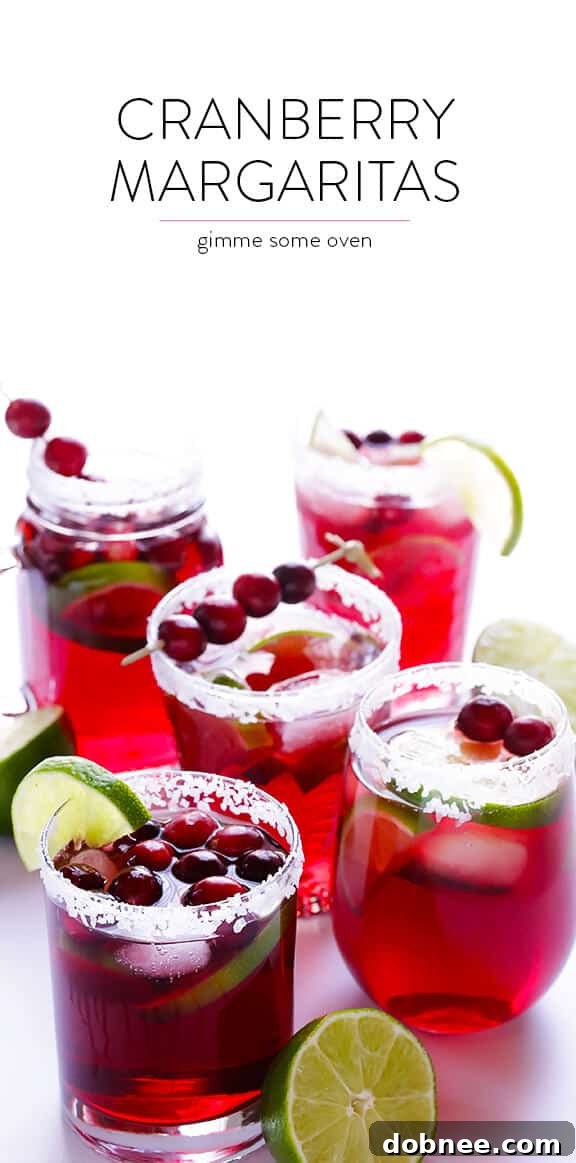 Cranberry Margaritas Recipe -- easy to make, and perfect for the holidays! | Festive & Easy Holiday Cocktail