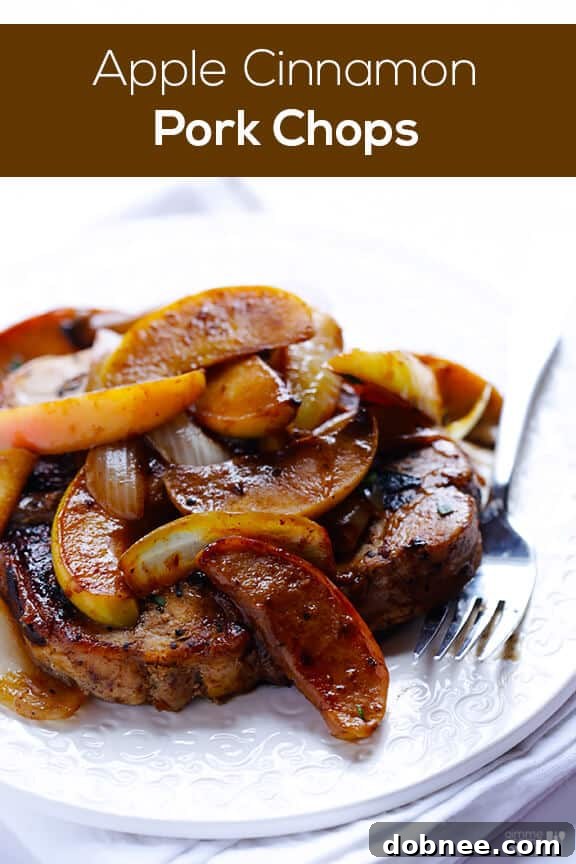 Close-up of Apple Cinnamon Pork Chops ready to serve
