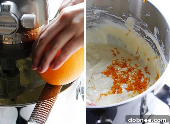 Mixing the orange cheesecake batter
