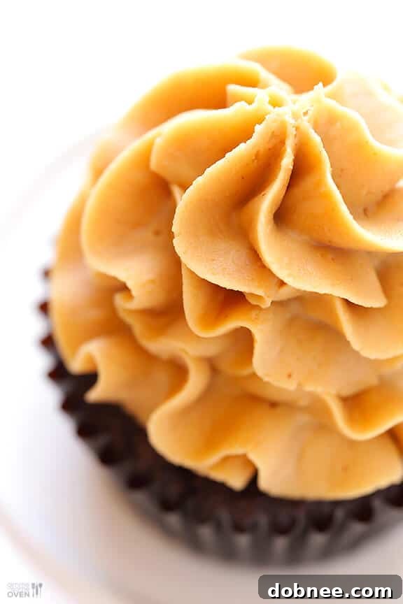 More Chocolate Peanut Butter Cupcakes with decorative frosting
