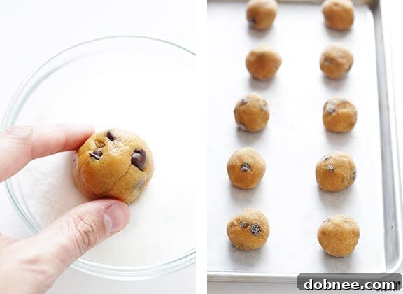 Rolling Peanut Butter Cookie Dough Balls