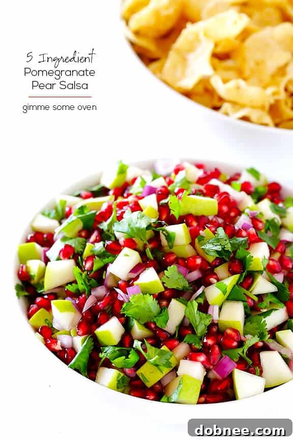 Serving of 5-Ingredient Pear Pomegranate Salsa