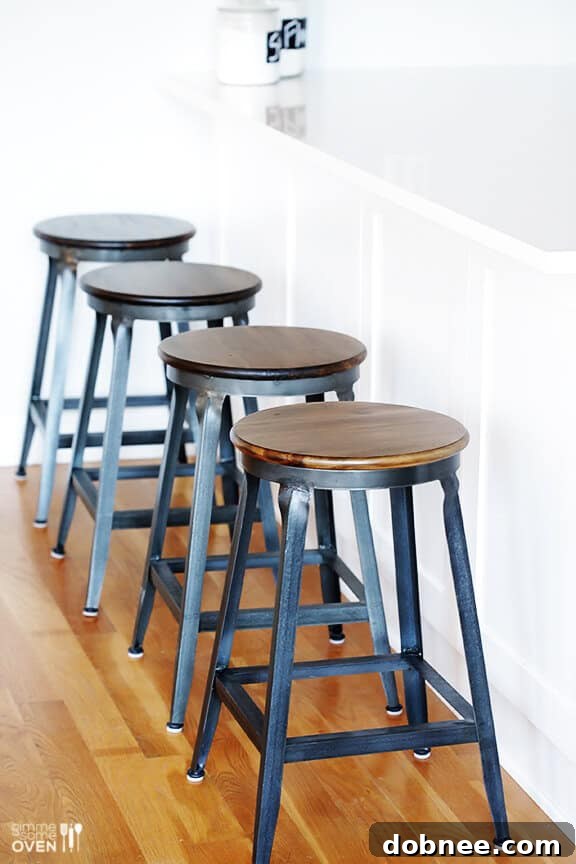 Kitchen Island Seating with Industrial Stools