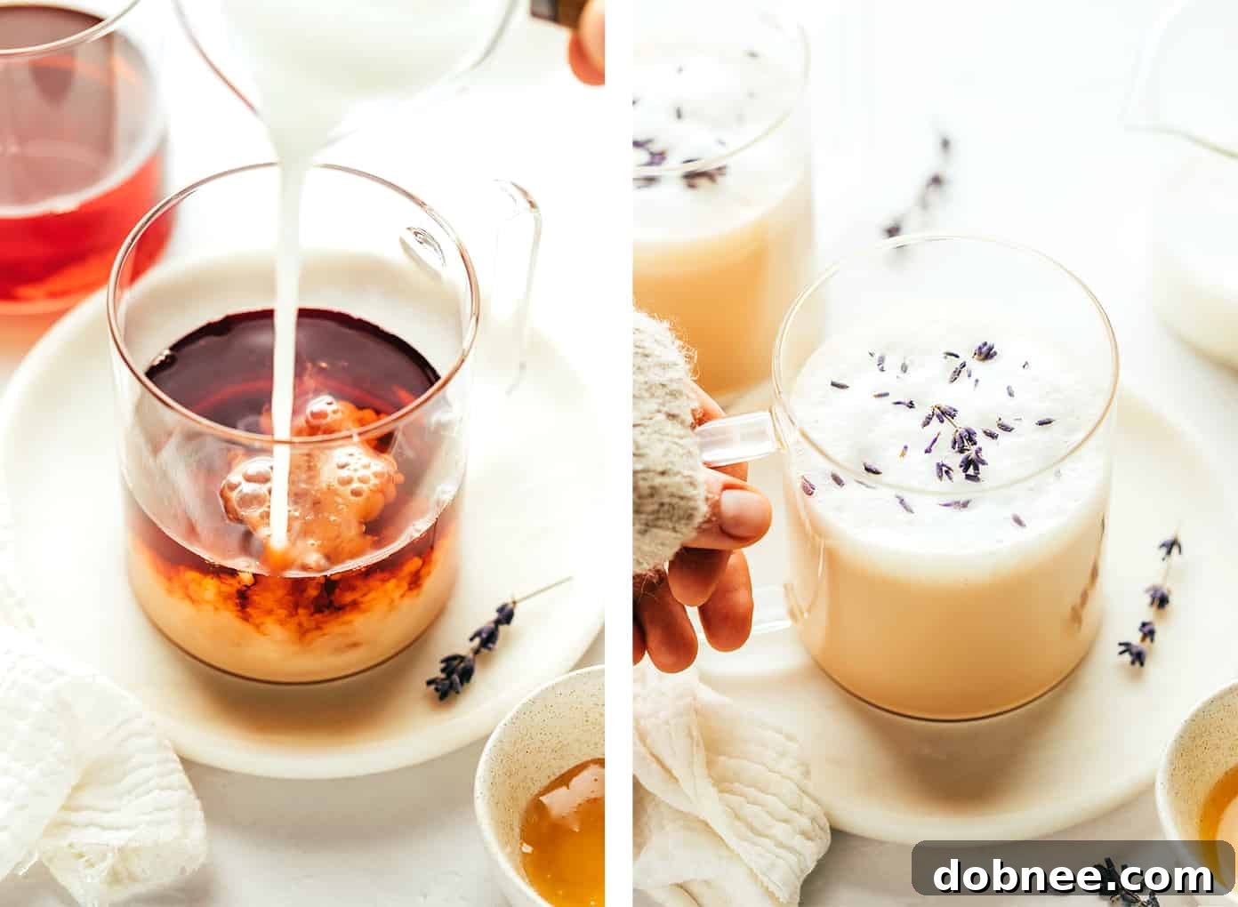 Brewing a Hot London Fog Latte with Steaming Milk