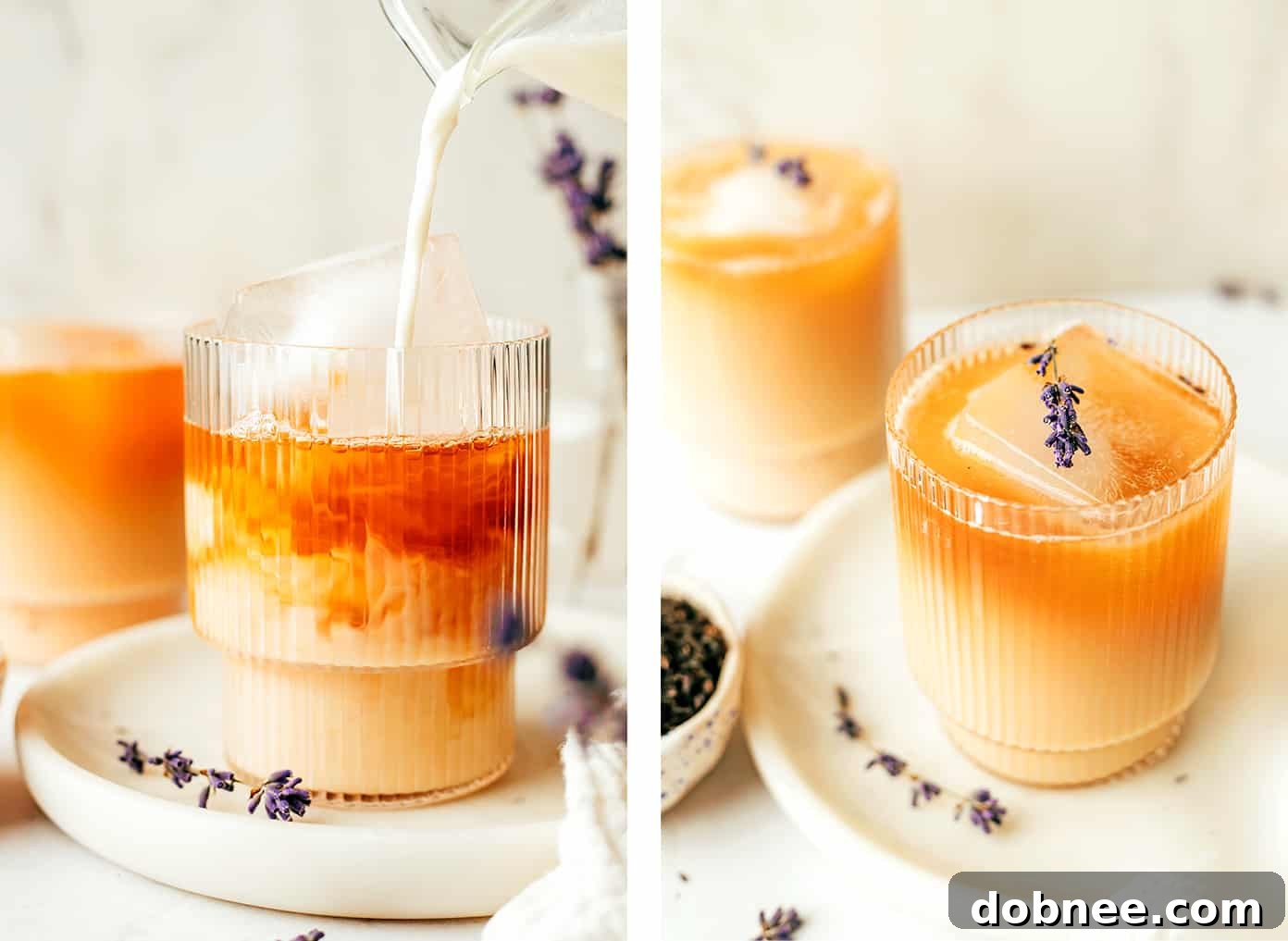 Preparing an Iced London Fog Latte: Chilling Tea Base