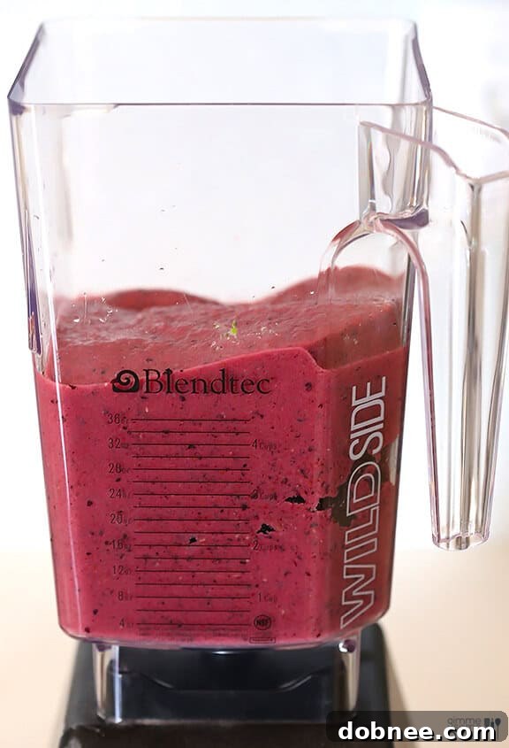 Blending the Brain Power Smoothie until smooth and creamy.