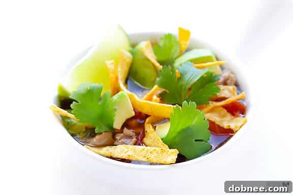 Delicious Skinny Slow Cooker Taco Soup in a bowl