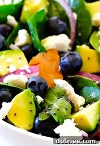 Brain Power Salad (Spinach Salad with Salmon, Avocado and Blueberries)