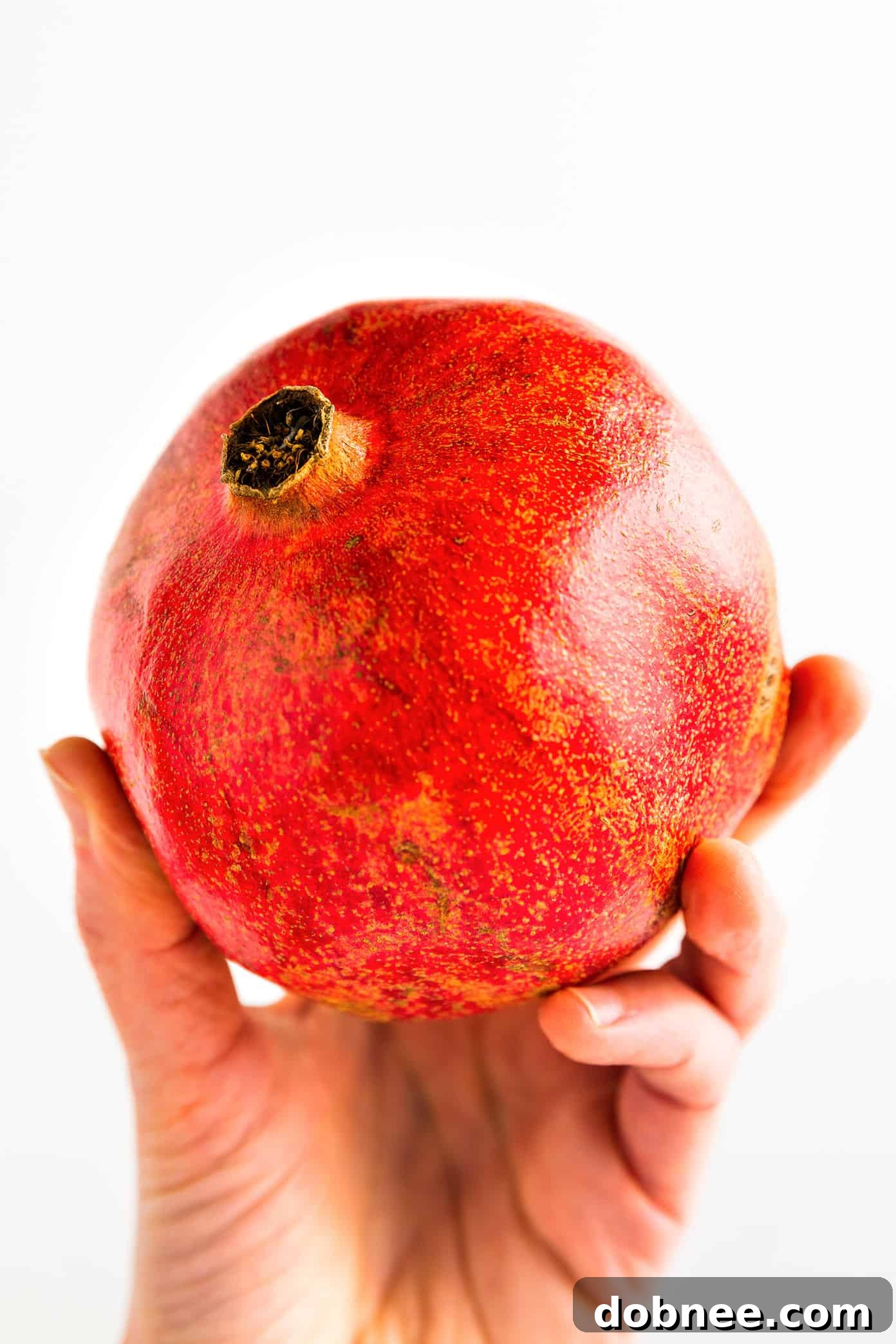 A beautifully cut pomegranate showing its vibrant red arils