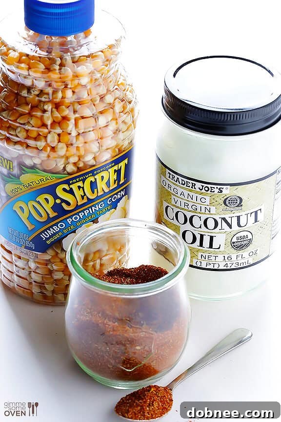 Basic ingredients for easy Taco Popcorn recipe