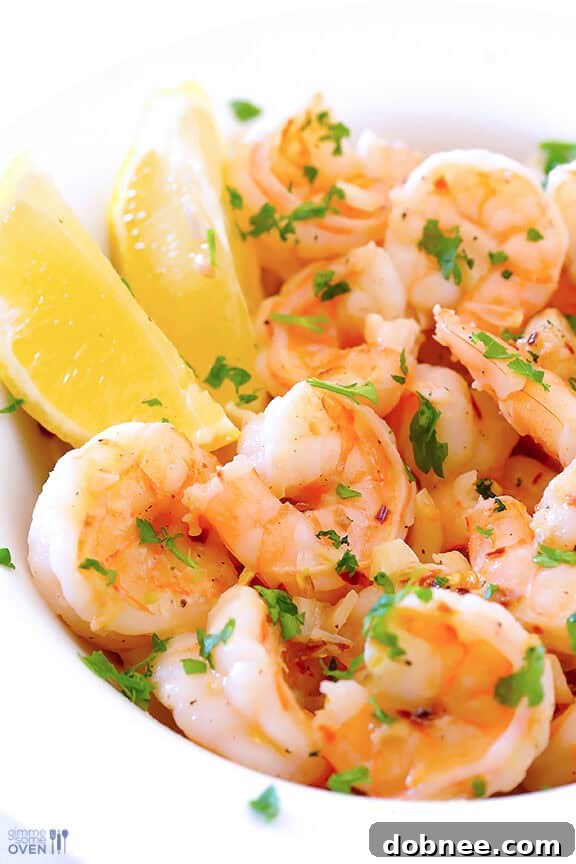 Skinny Shrimp Scampi Served with Pasta