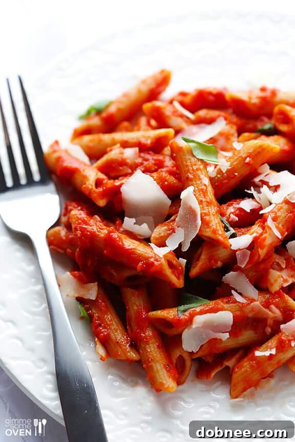 A Comforting Bowl of Pasta Enjoying Roasted Red Pepper Pasta