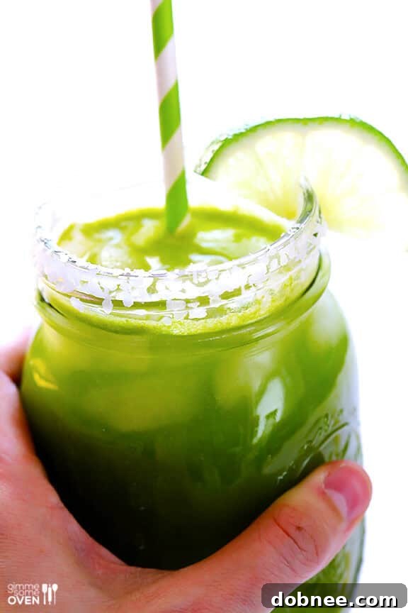 Ingredients for Green Margaritas: Green Juice, Tequila, Lime, Orange Liqueur
