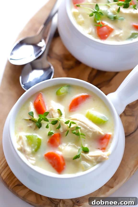 Easy Preparation for Homemade Cream of Chicken Soup Homemade Cream of Chicken Soup simmering in a pot | gimmesomeoven.com