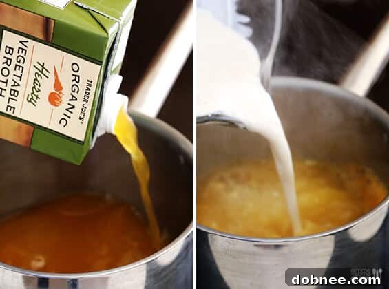 Preparing the Base for Condensed Cream of Mushroom Soup