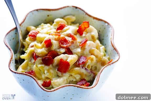 Blue Cheese Bacon Macaroni and Cheese, a gourmet twist on a classic comfort food.