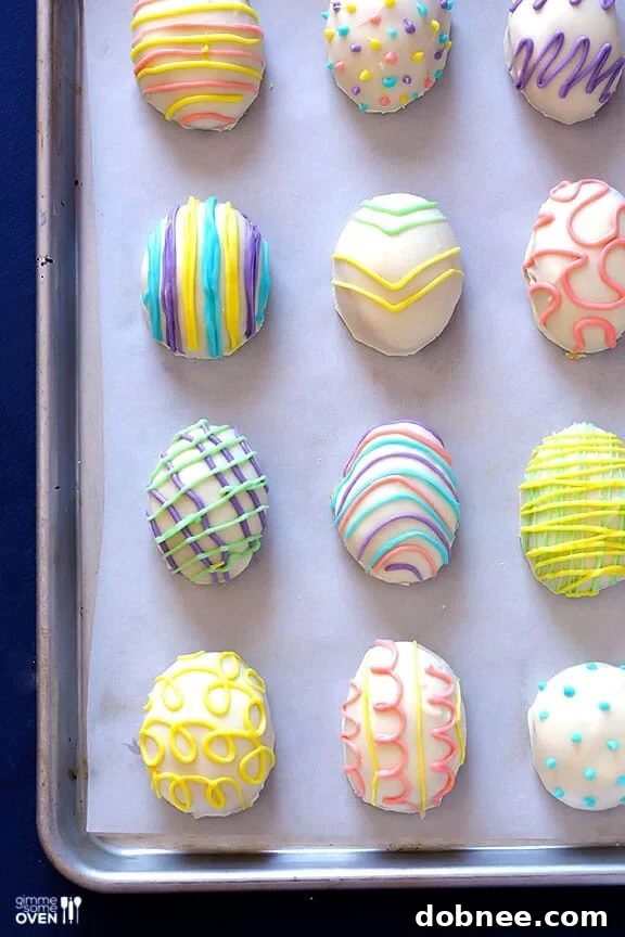 Assortment of Decorated Golden Oreo Easter Egg Truffles