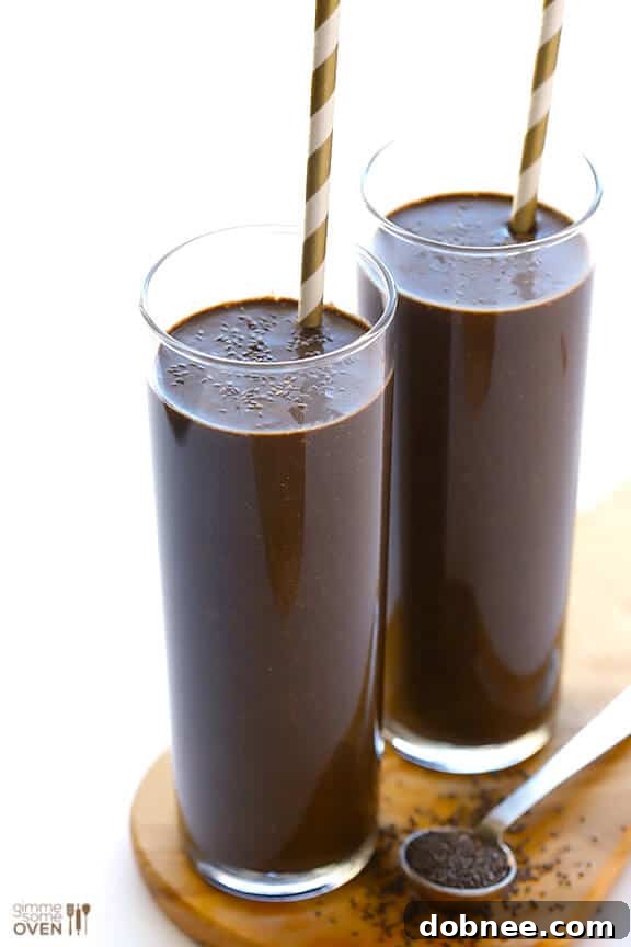 Rich and Healthy Chocolate Chia Smoothie in a glass