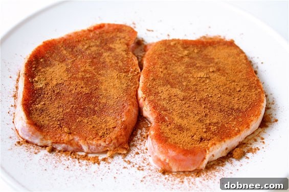 Plated Cocoa & Chili Rubbed Pork Chops
