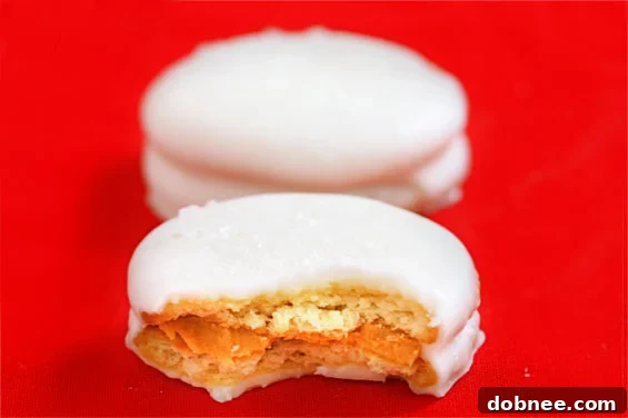 Delicious chocolate-covered Ritz and peanut butter cookies piled on a white plate, garnished with sprinkles.