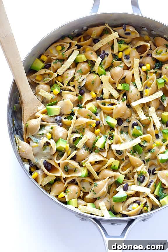 Close-up of creamy Mexican Mac and Cheese showing cheese