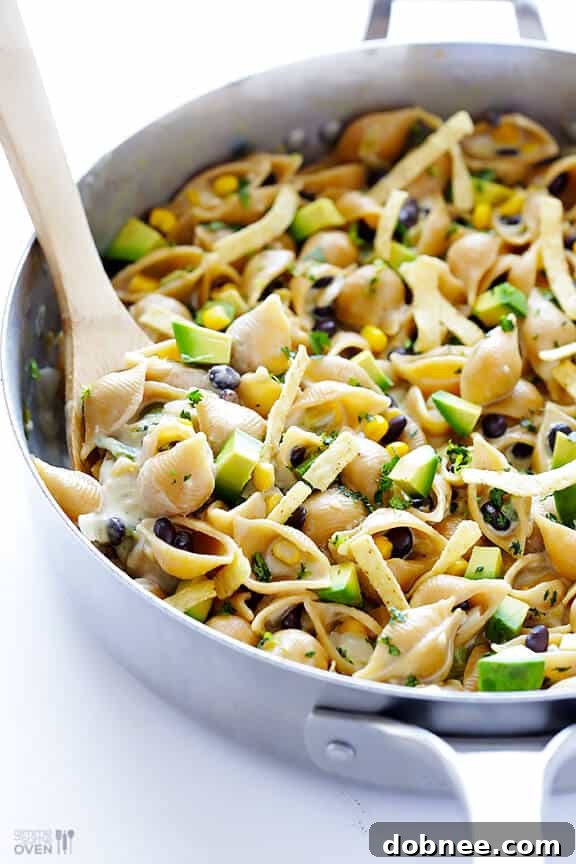 Creamy Mexican Mac and Cheese with colorful ingredients