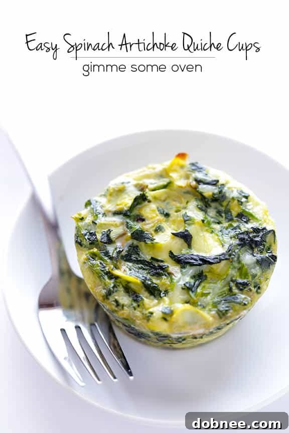 A full batch of Easy Spinach Artichoke Quiche Cups.
