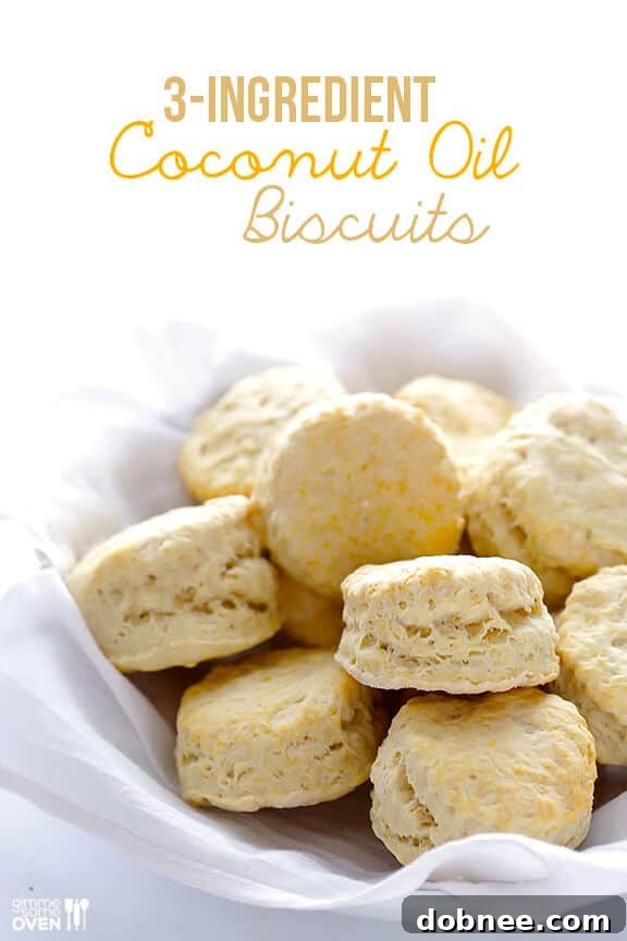 3-Ingredient Coconut Oil Biscuits, a simple and delicious vegan breakfast recipe from gimmesomeoven.com