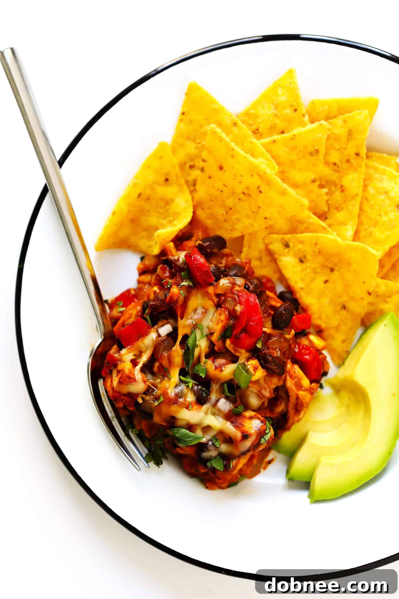 Chicken Enchilada Casserole with Avocado