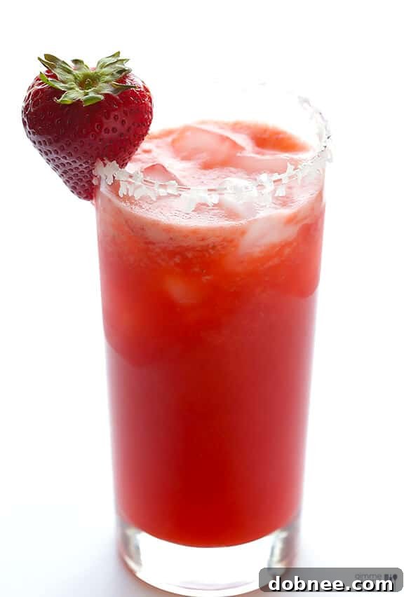 Refreshing Fresh Strawberry Margarita made with 5 simple ingredients in just 5 minutes. Perfect for summer celebrations and Cinco de Mayo!