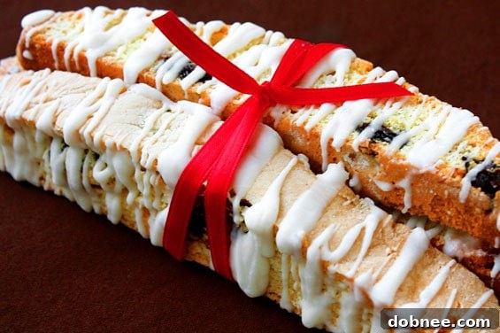 Crunchy Cherry, Almond & White Chocolate Biscotti, perfect with coffee.