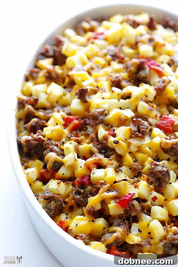 Ingredients for Easy Cheesy Breakfast Casserole laid out