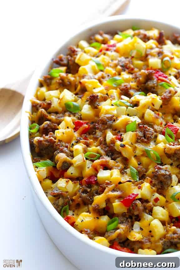 Mixing ingredients for Easy Cheesy Breakfast Casserole