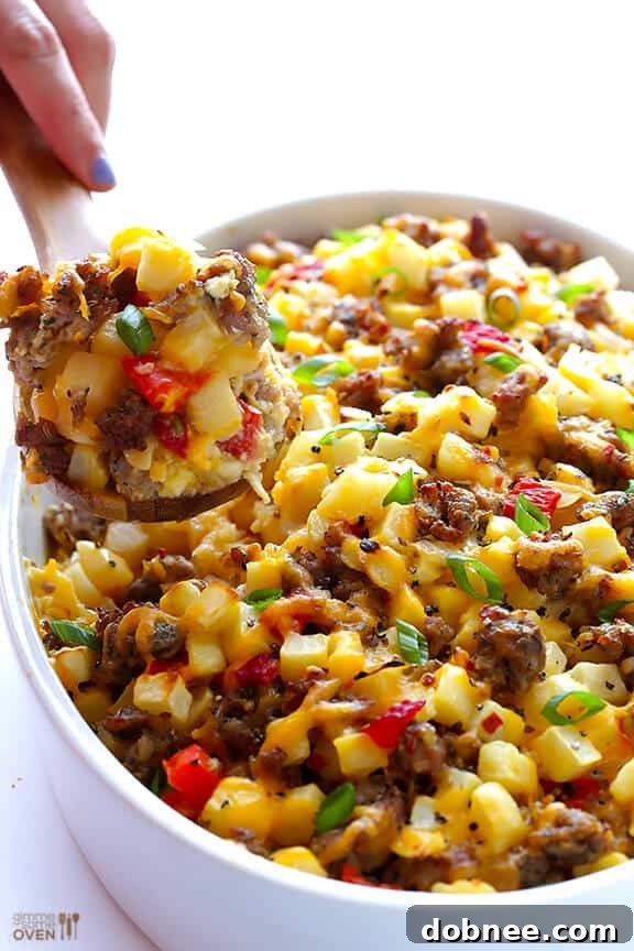 Easy Cheesy Breakfast Casserole baking in the oven