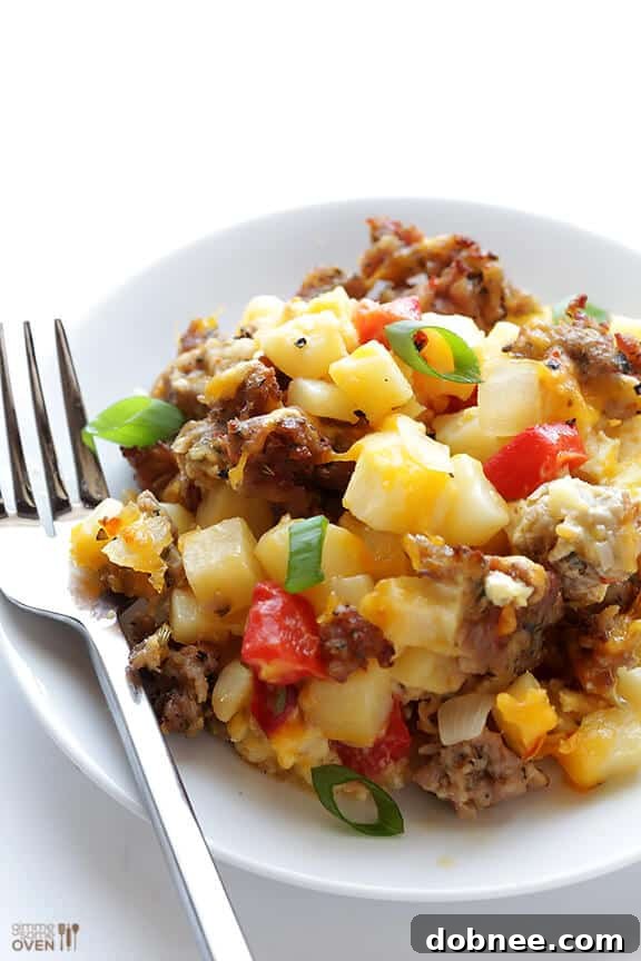 Easy Cheesy Breakfast Casserole ready to serve