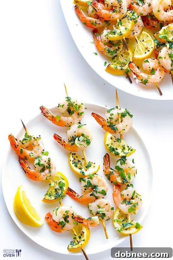 Shrimp Scampi Skewers Recipe | gimmesomeoven.com #glutenfree #seafood