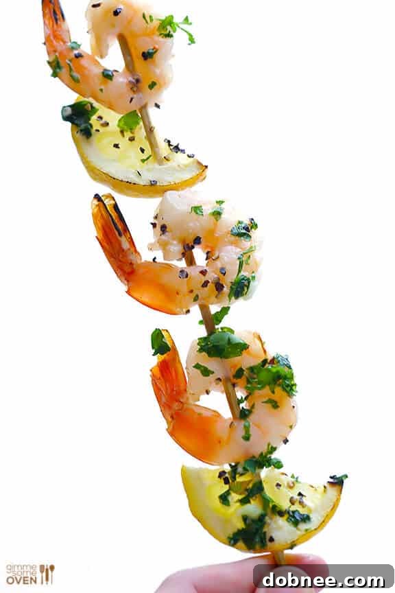 Shrimp Scampi Skewers Recipe | gimmesomeoven.com #glutenfree #seafood