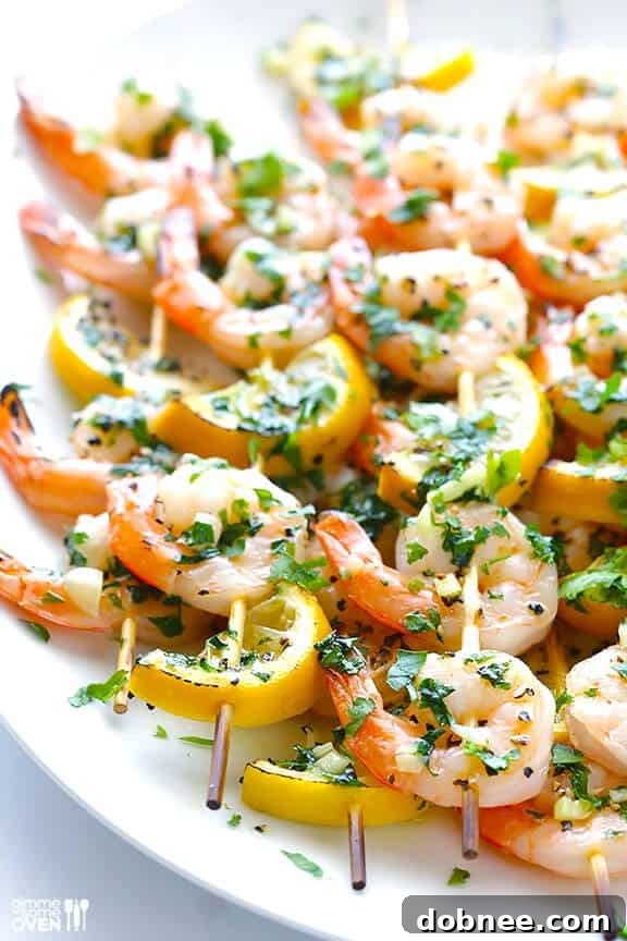 Shrimp Scampi Skewers Recipe | gimmesomeoven.com #glutenfree #seafood