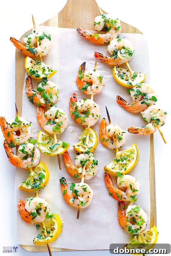 Shrimp Scampi Skewers Recipe | gimmesomeoven.com #glutenfree #seafood