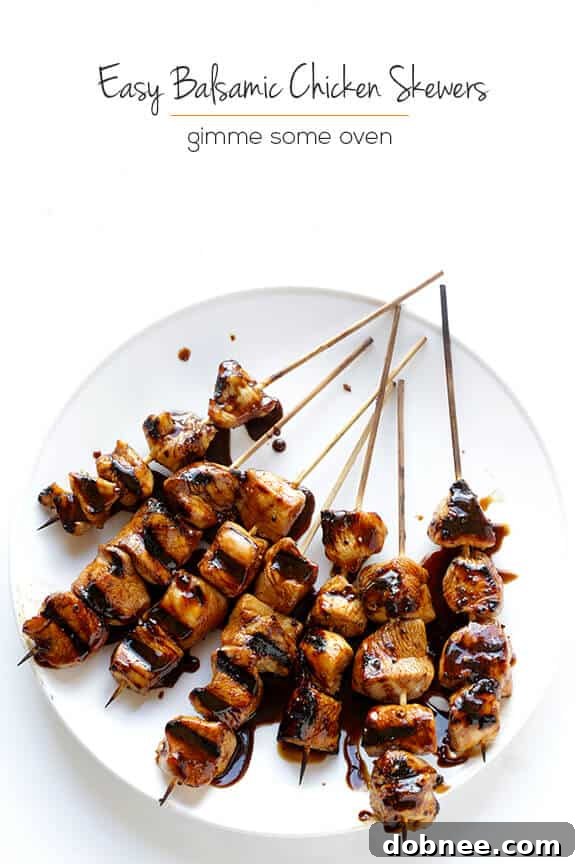 Easy Balsamic Chicken Skewers -- 4 ingredients, and perfectly sweet and savory! | gimmesomeoven.com