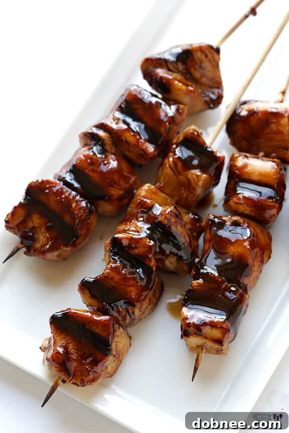 Easy Balsamic Chicken Skewers -- 4 ingredients, and perfectly sweet and savory! | gimmesomeoven.com