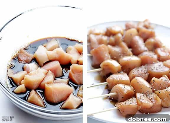 Easy Balsamic Chicken Skewers -- 4 ingredients, and perfectly sweet and savory! | gimmesomeoven.com