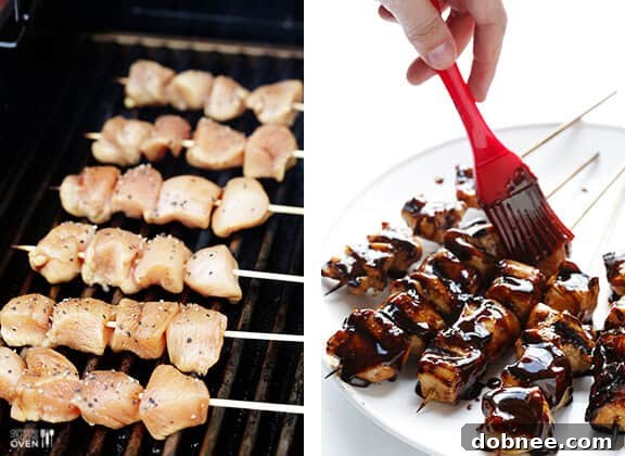 Easy Balsamic Chicken Skewers -- 4 ingredients, and perfectly sweet and savory! | gimmesomeoven.com