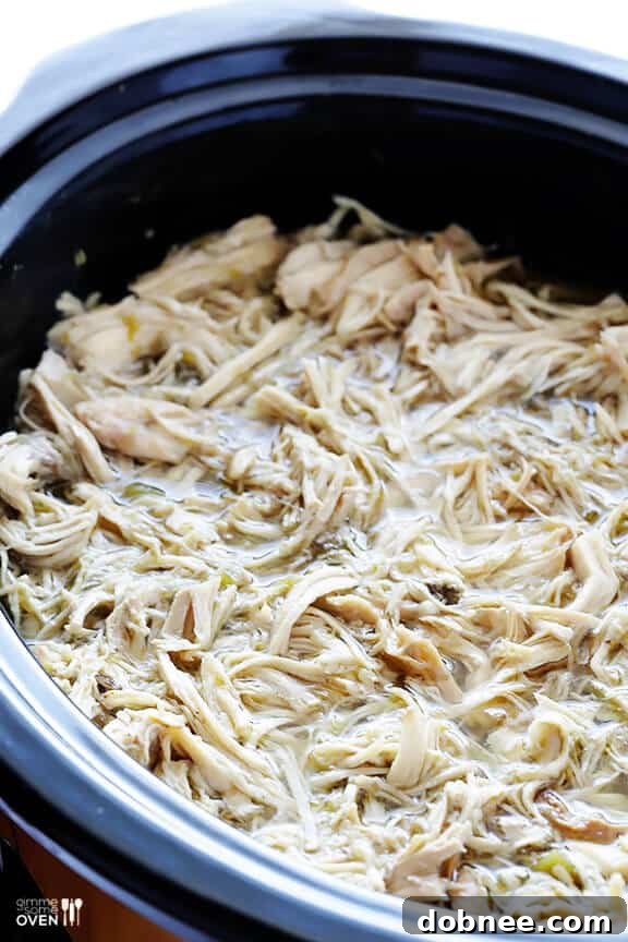 Delicious 4-Ingredient Slow Cooker Salsa Verde Chicken for tacos