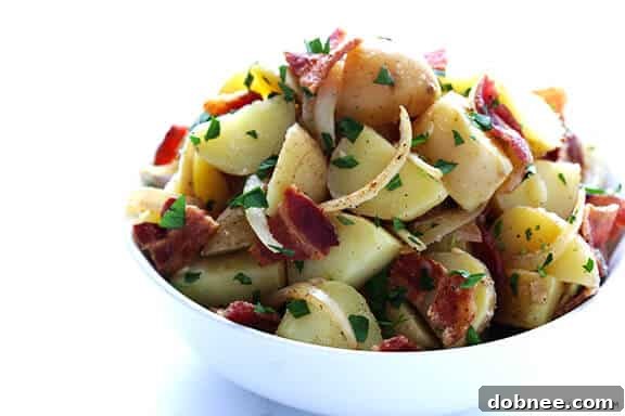 Close-up of freshly prepared German Potato Salad