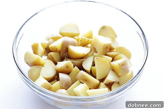 Preparing ingredients for German Potato Salad