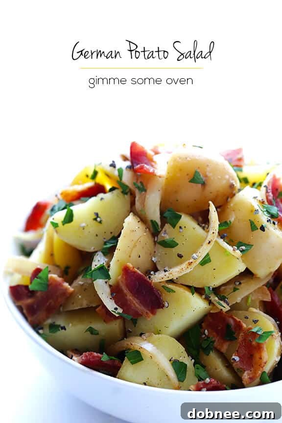 Close up of a bowl of German Potato Salad
