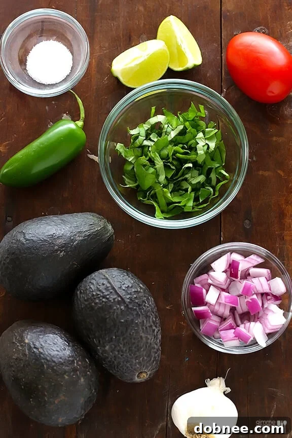 Ingredients for Italian Guacamole laid out